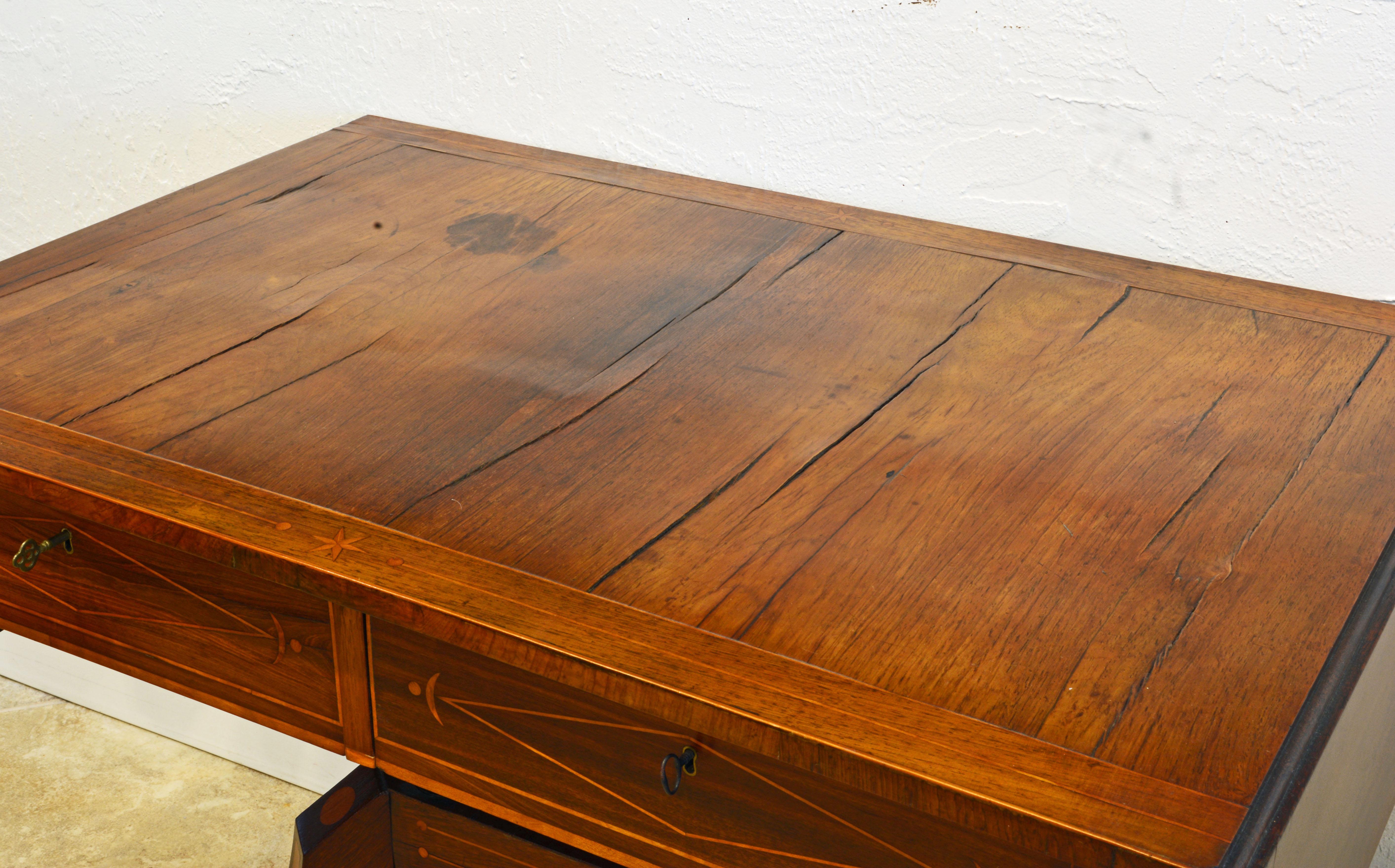 English Early 19th Century Regency Rose Wood and Satinwood Inlay Sofa Table 1