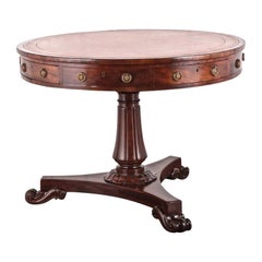 English Early 19th Century William IV Drum / Library / Centre Table