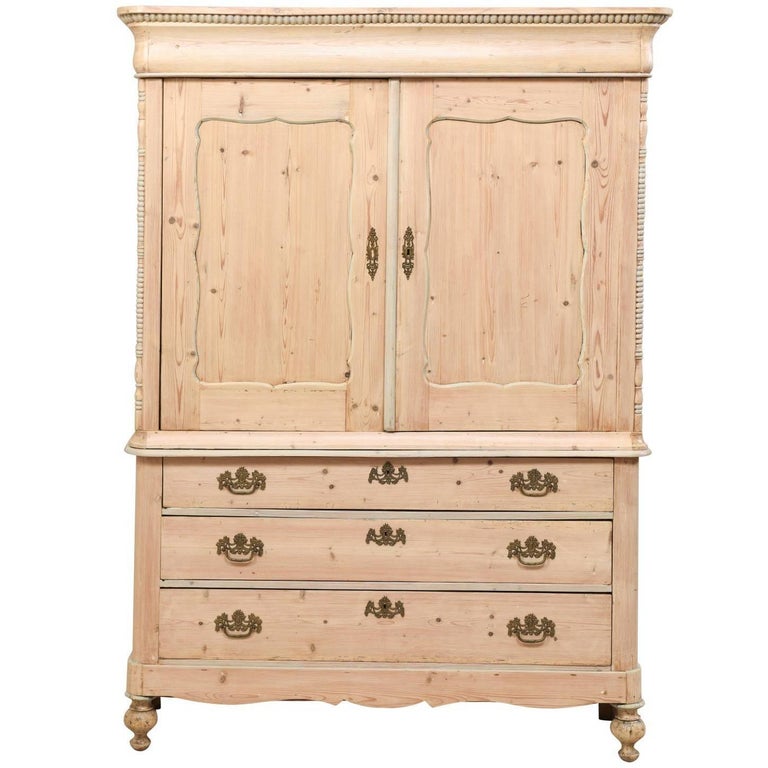 Bleached Wood Tall Storage Cabinet W, Tall Storage Cabinet With Drawers And Shelves