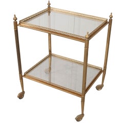 Antique English Early 20th Century Brass and Glass Trolley