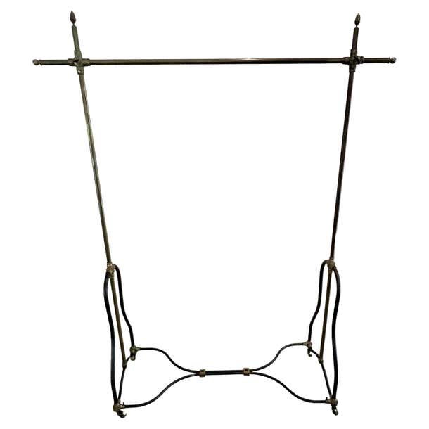 English Early 20th Century Brass and Iron Adjustable Wardrobe Rack or ...