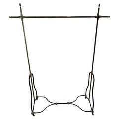 Used English Early 20th Century Brass and Iron Adjustable Wardrobe Rack or Stand