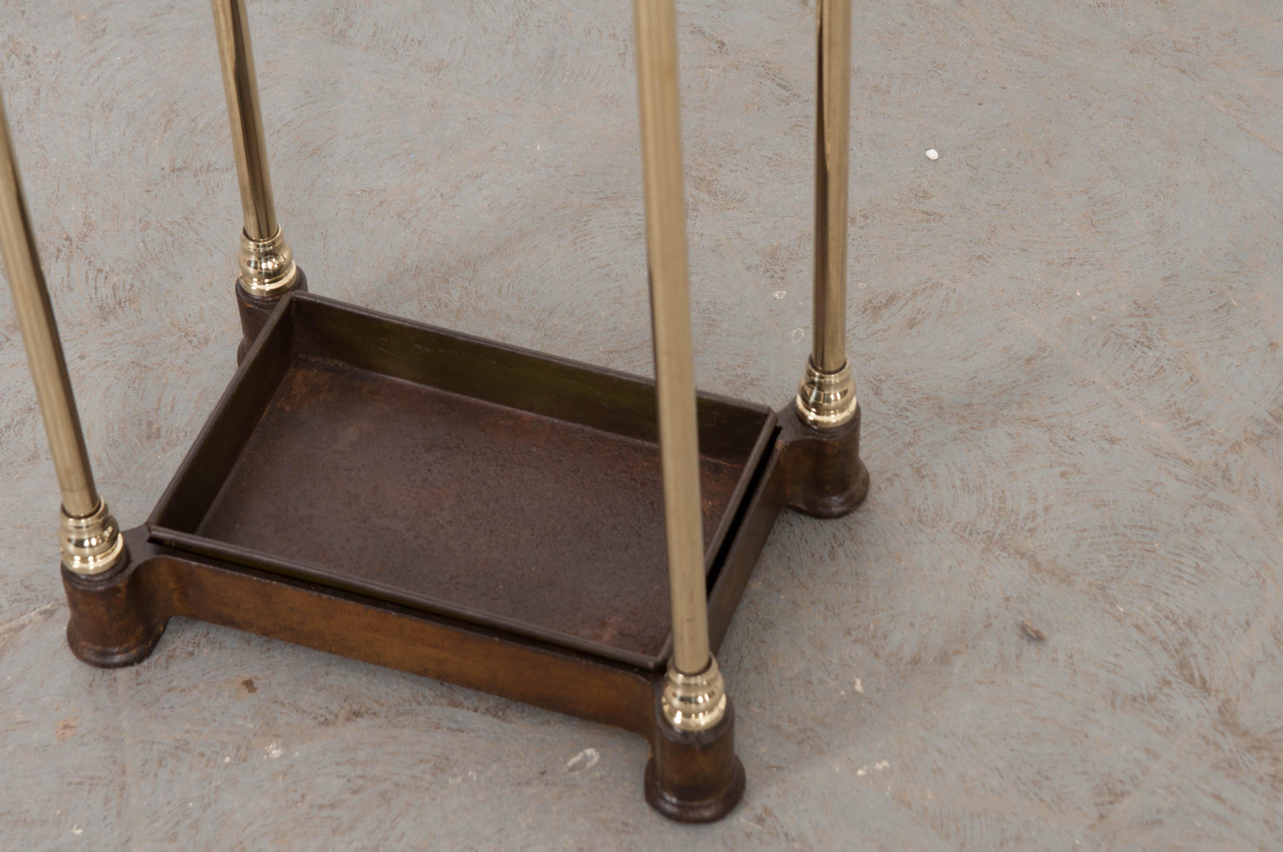 English Early 20th Century Brass and Iron Umbrella Stand In Good Condition In Baton Rouge, LA