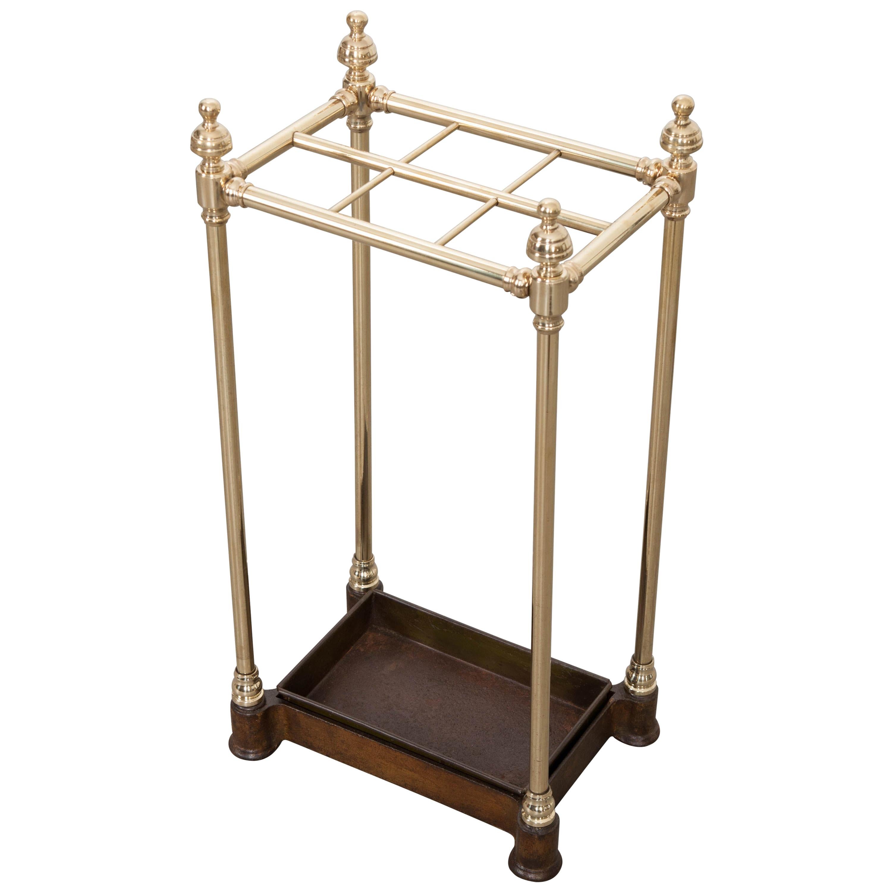 English Early 20th Century Brass and Iron Umbrella Stand