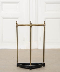 English Early 20th Century Demilune Brass Umbrella Stand