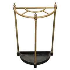 English Early 20th Century Demilune Brass Umbrella Stand