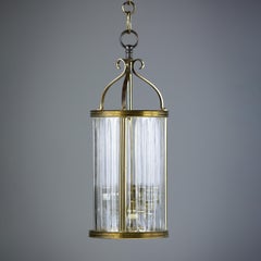 English Early 20th Century Glass and Bronze Hall Lantern