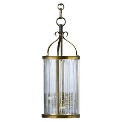 English Early 20th Century Glass and Bronze Hall Lantern