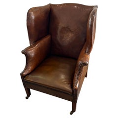 English Early 20th Century Leather Wing Chair