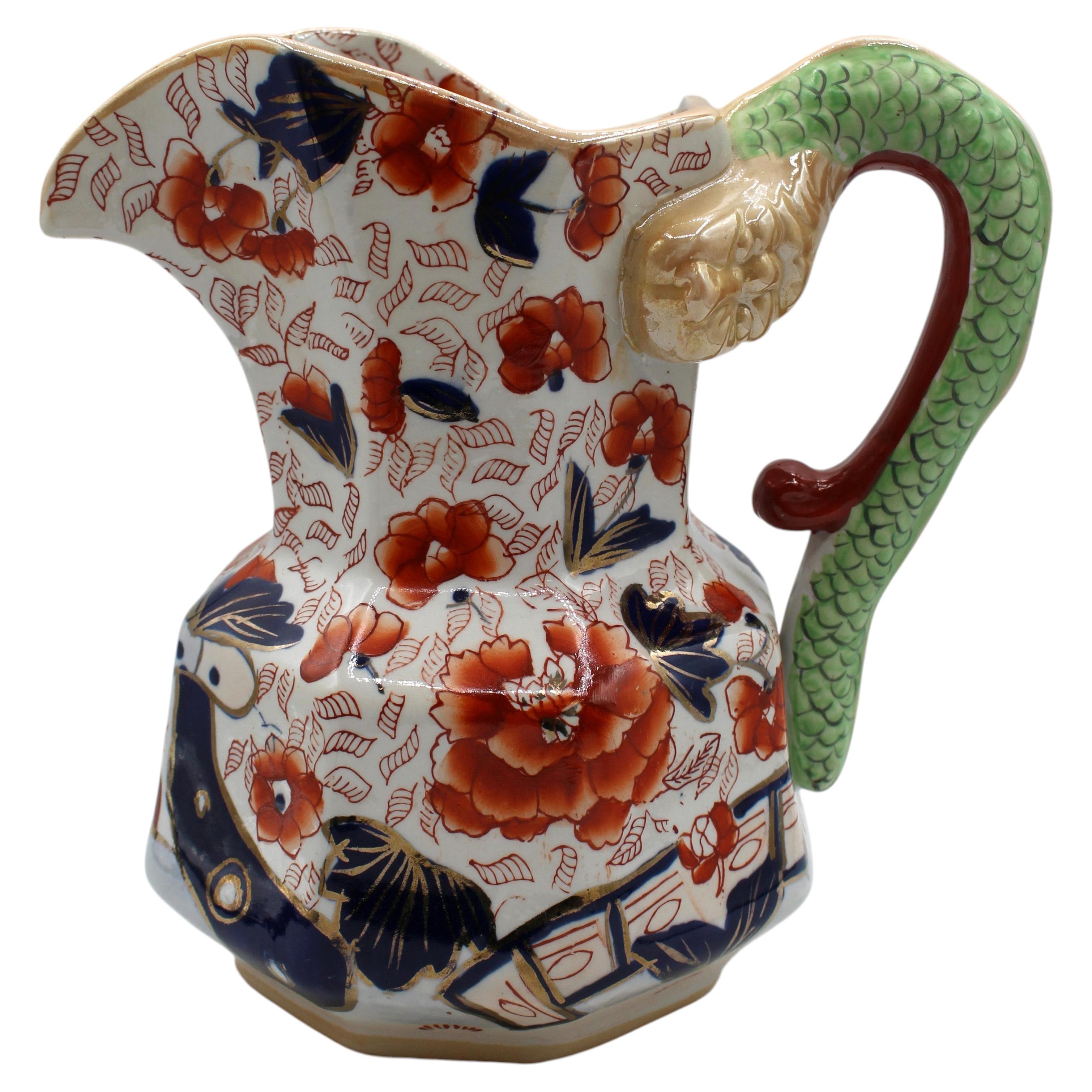 English Early 20th Century Mason's Ironstone Hydra Handle Pitcher