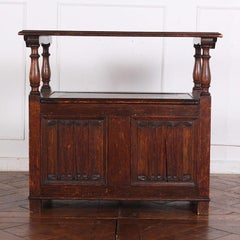 English Early 20th Century Oak Monk's Bench Console Table