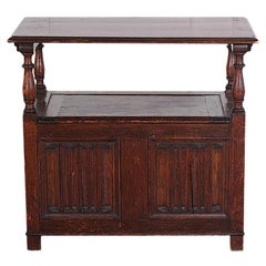 Antique English Early 20th Century Oak Monk's Bench Console Table