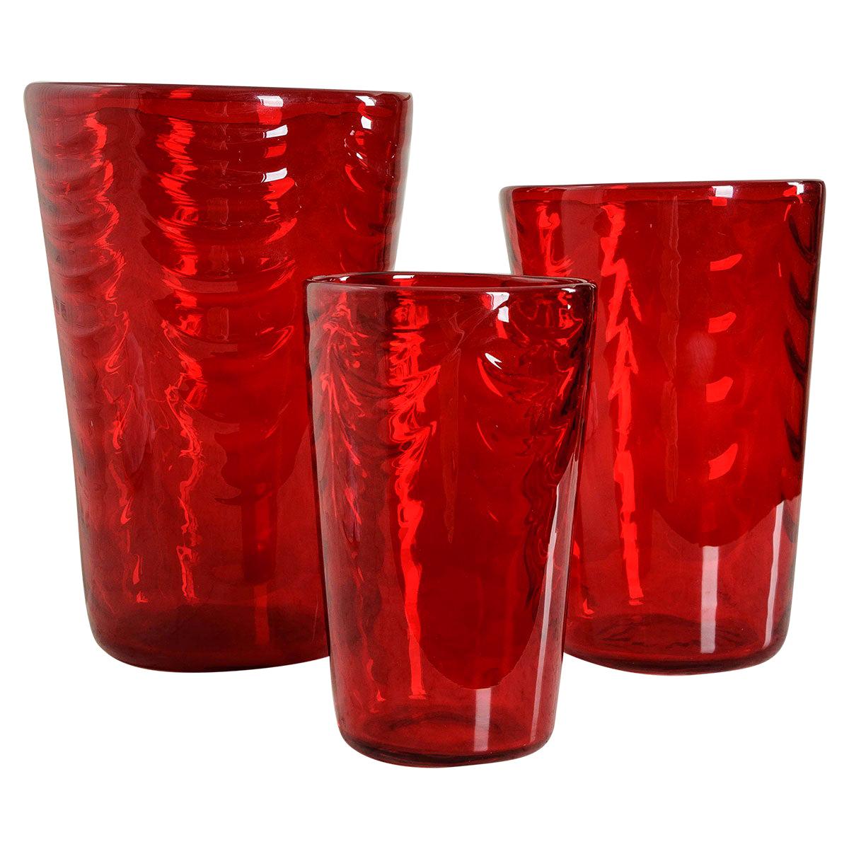 Vases anglais en verre rouge du début du XXe siècle
