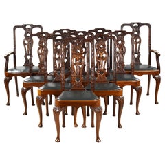 English Early 20th Century Set of 10 Antique Mahogany Dining Chairs