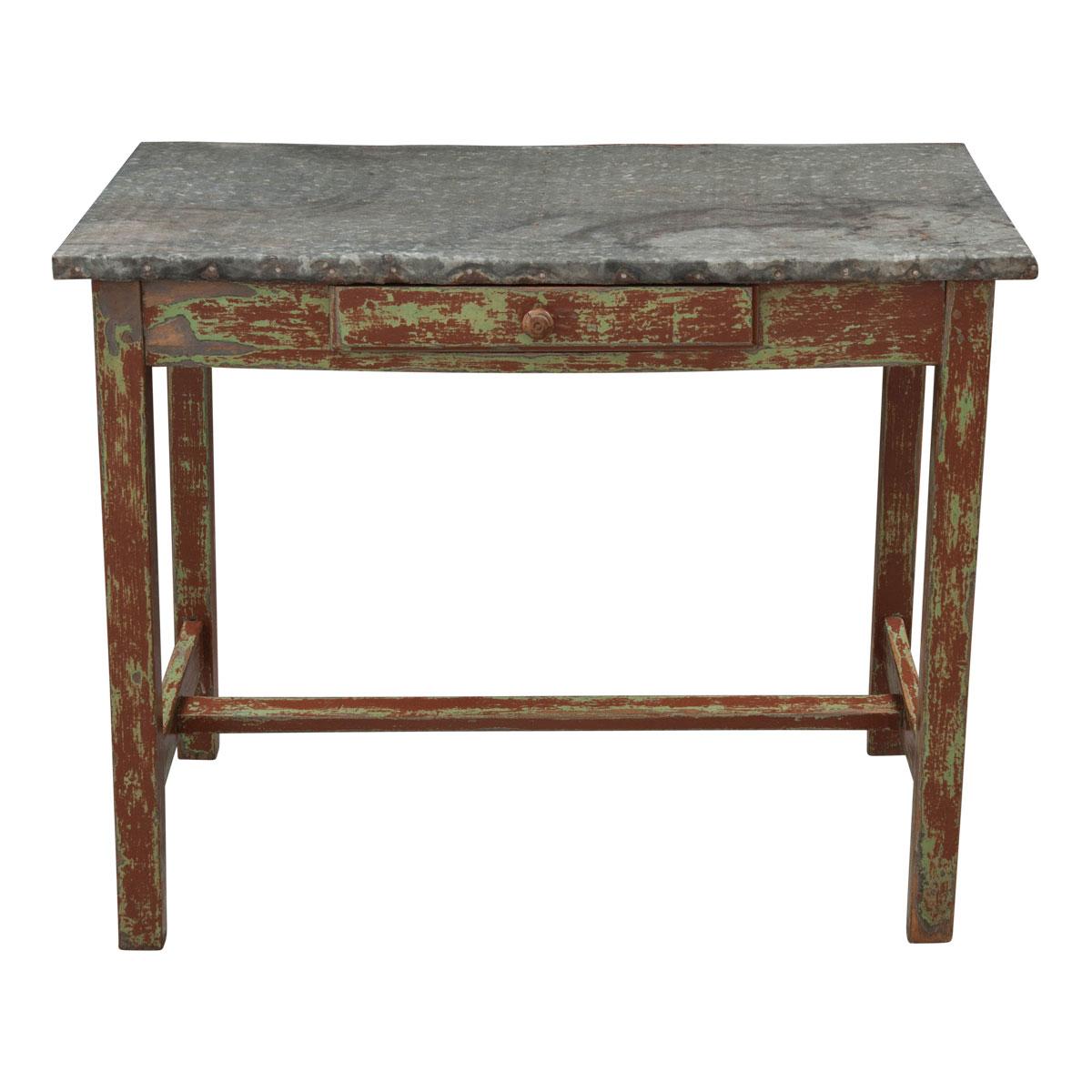 English Early 20th Century Zinc Top Garden Table