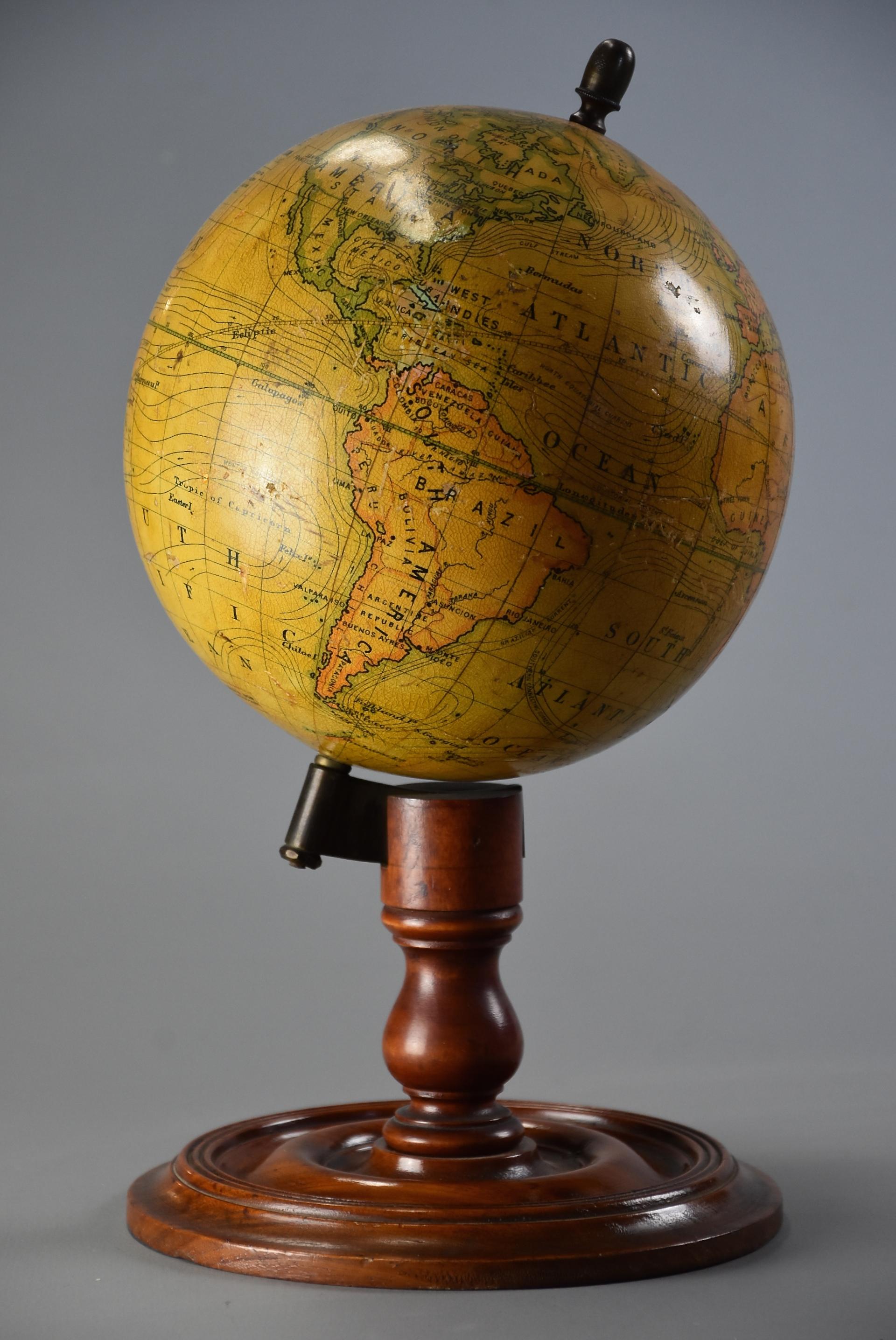 Acajou Globe de table éducatif anglais par E.J. Arnold & Sons Ltd. Leeds en vente