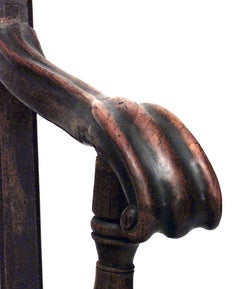 English Provincial Georgian Walnut and Elm Ladder Back Armchair