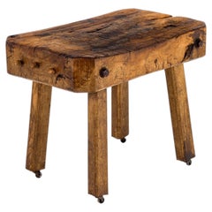 English Early Georgian Period Elm Butchers Block
