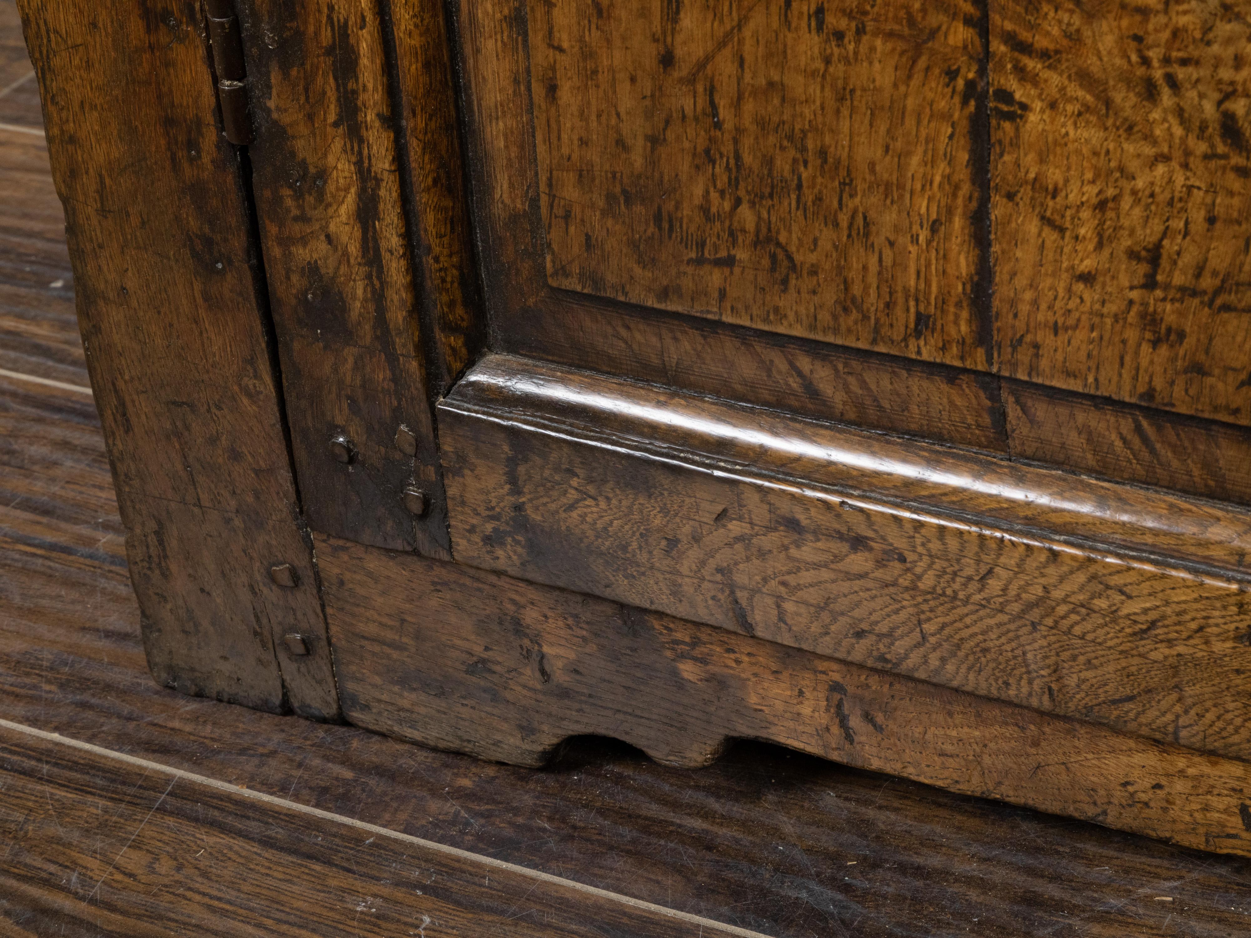 English Early Oak Cupboard with Two Doors and Distressed Patina, 18th Century For Sale 9