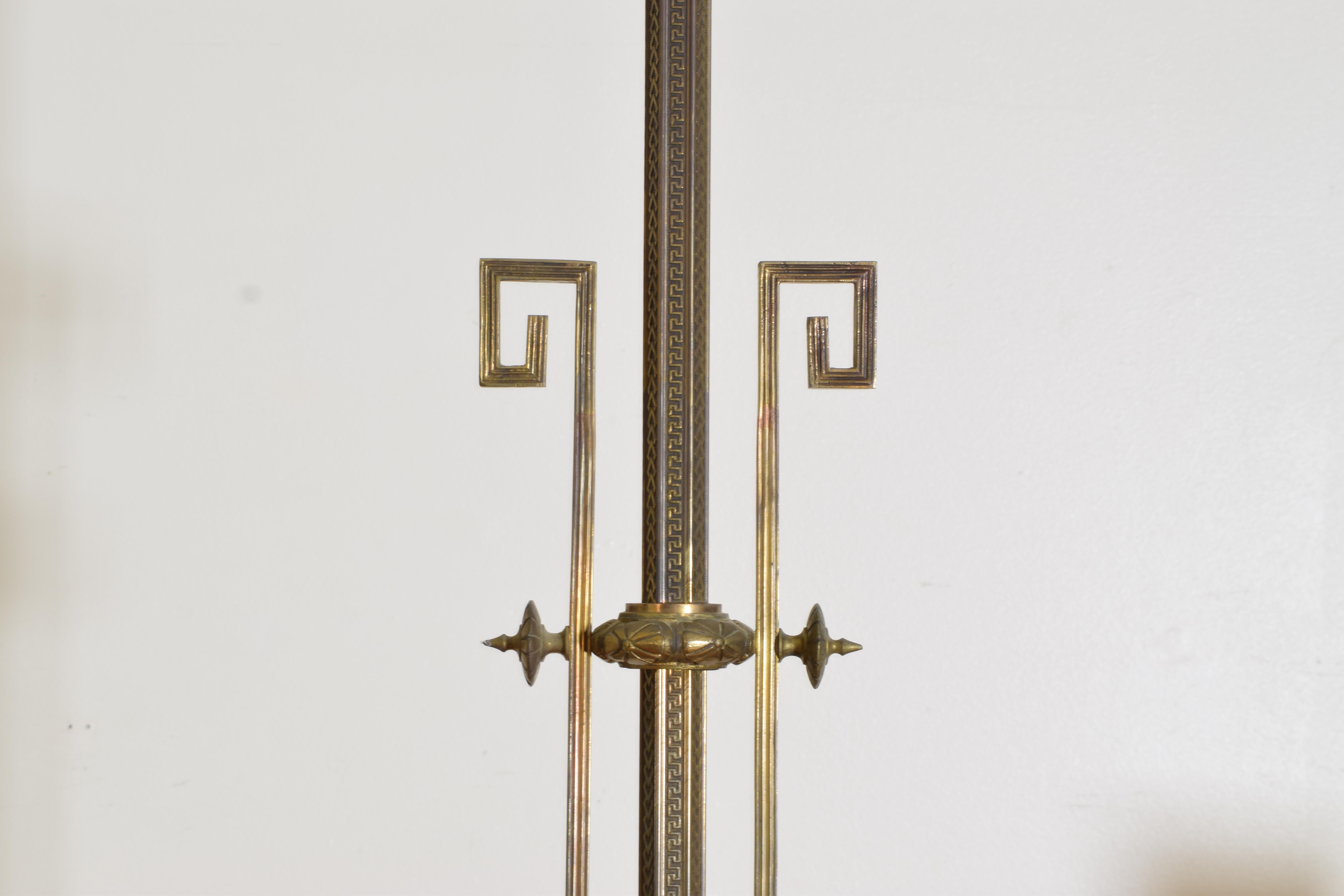 Mid-19th Century English Early Victorian Brass and Glass 2-Light Billiards Gasolier, ca. 1860