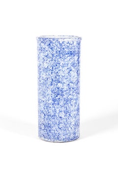 English Early Victorian Ceramic Glazed Stick Stand in a Floral blue Design