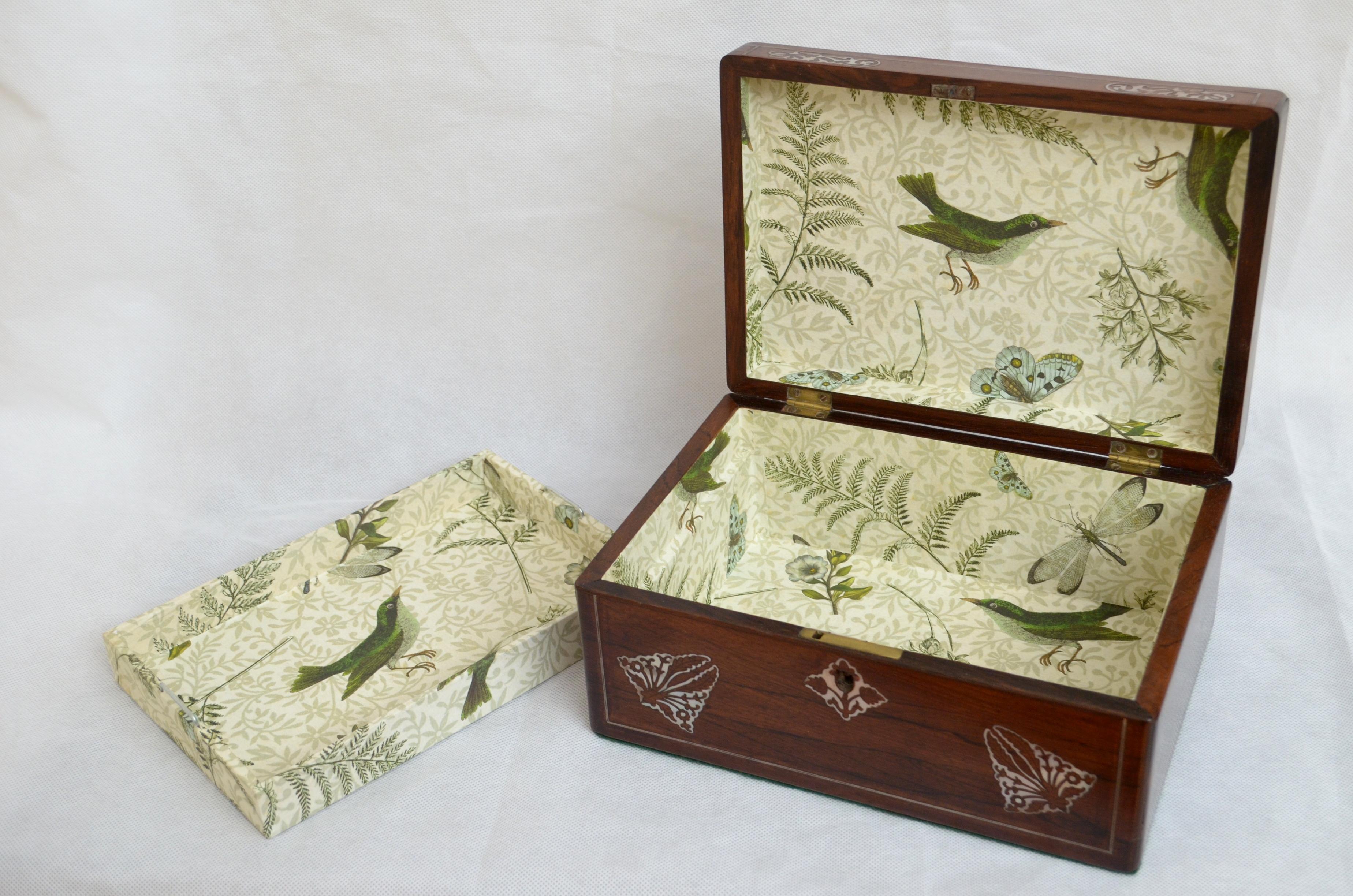 English Early Victorian Jewellery Box with Tray in vendita 2