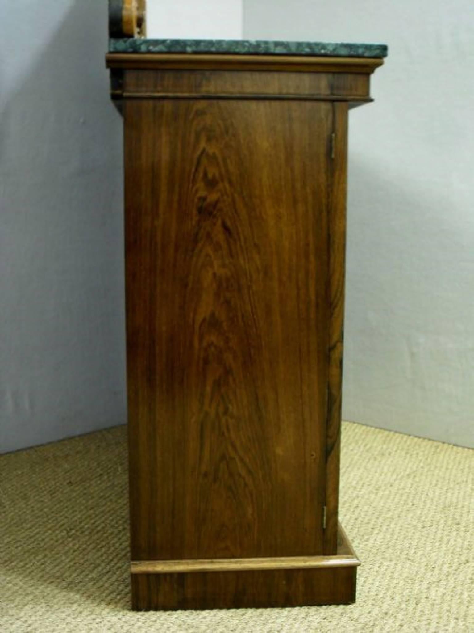 Marble English Early Victorian Rosewood Side Cabinet by Wilkinson For Sale