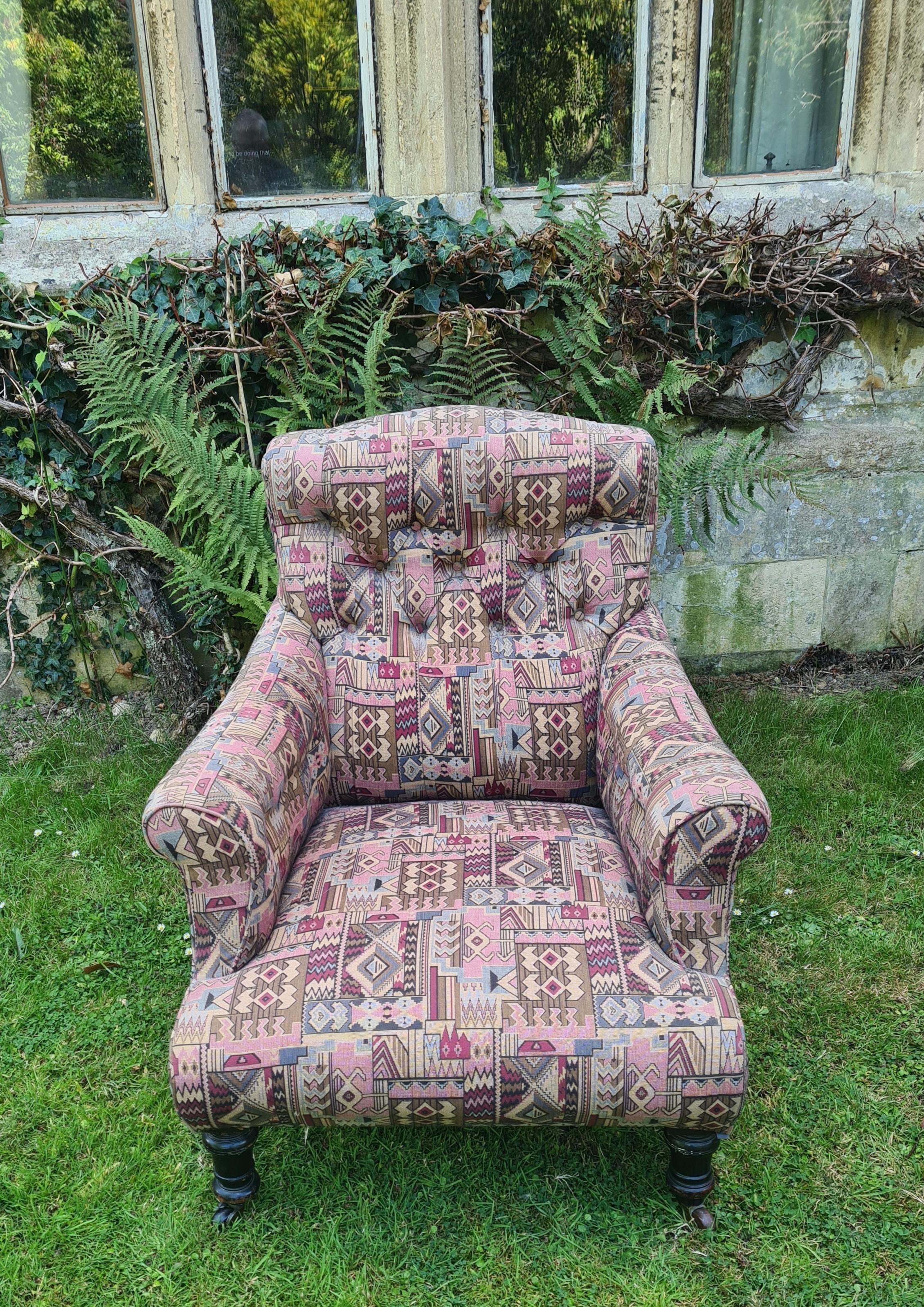 English easy upholstered armchair In Fair Condition For Sale In Cheltenham, GB