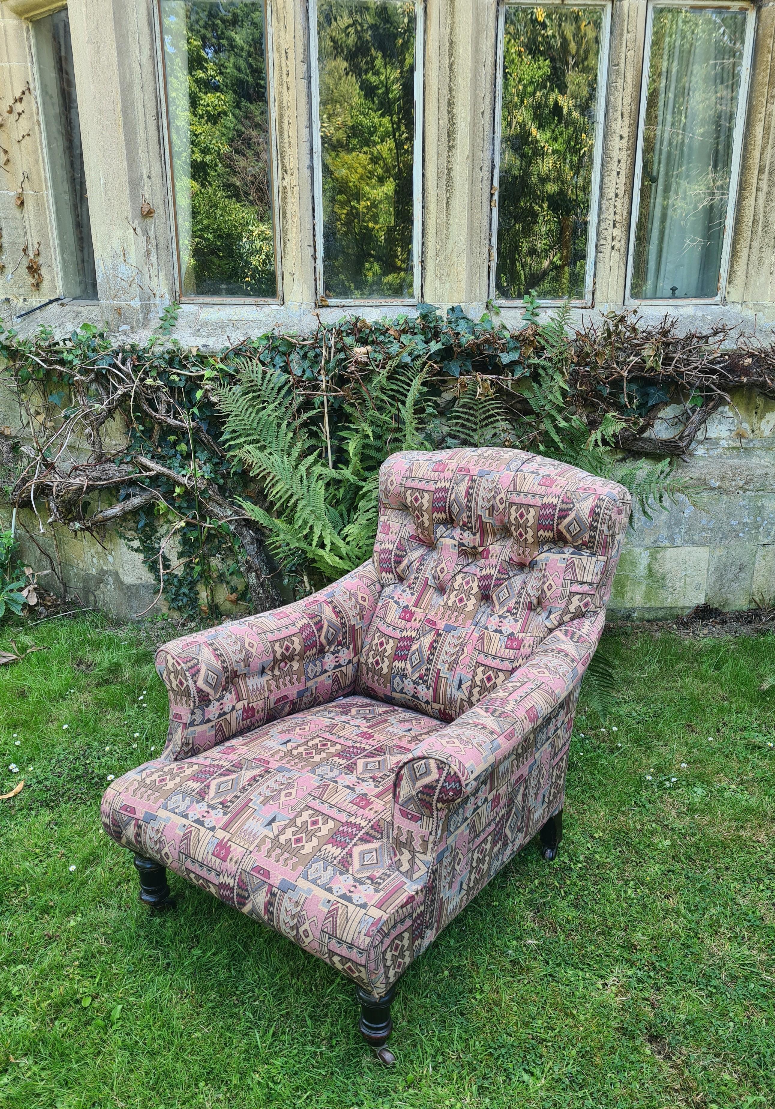 Late 19th Century English easy upholstered armchair For Sale