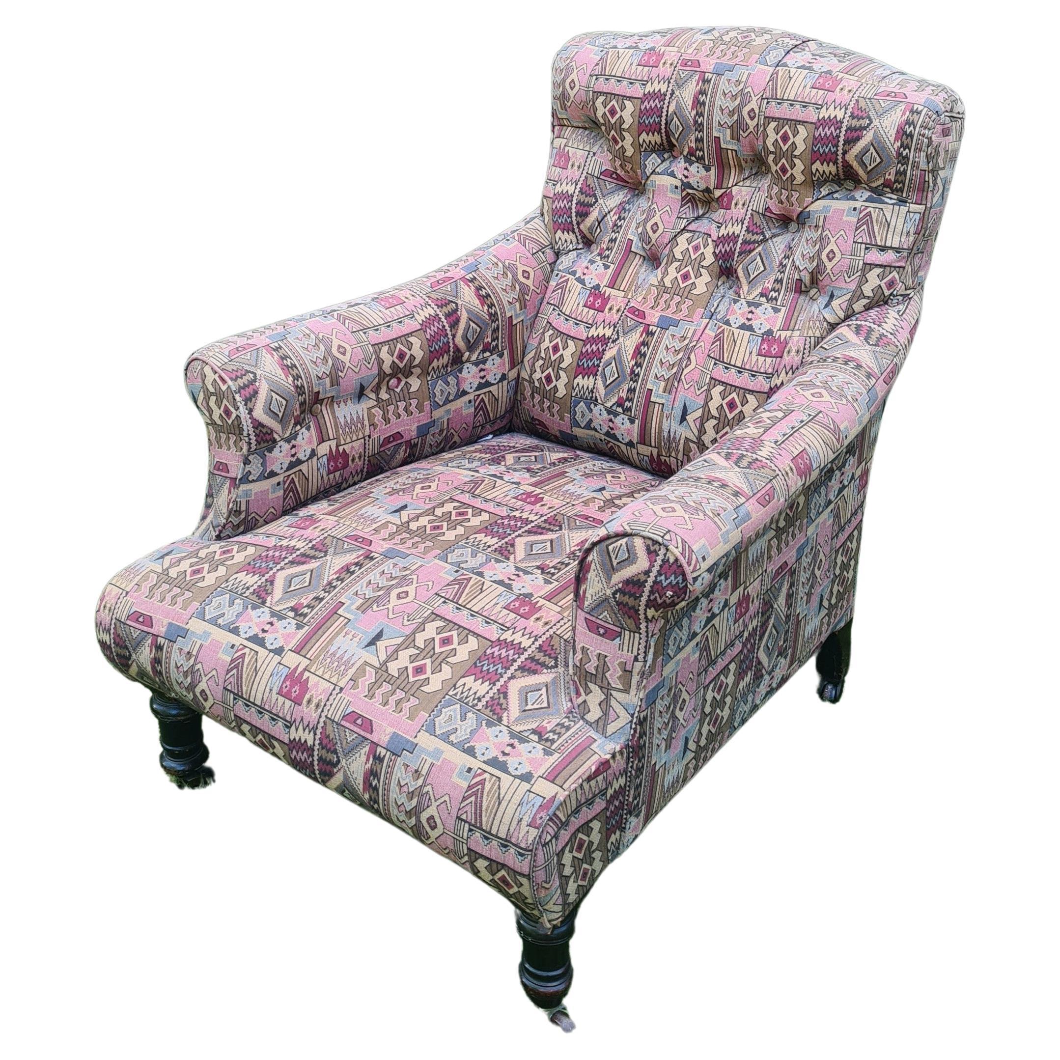 English easy upholstered armchair For Sale