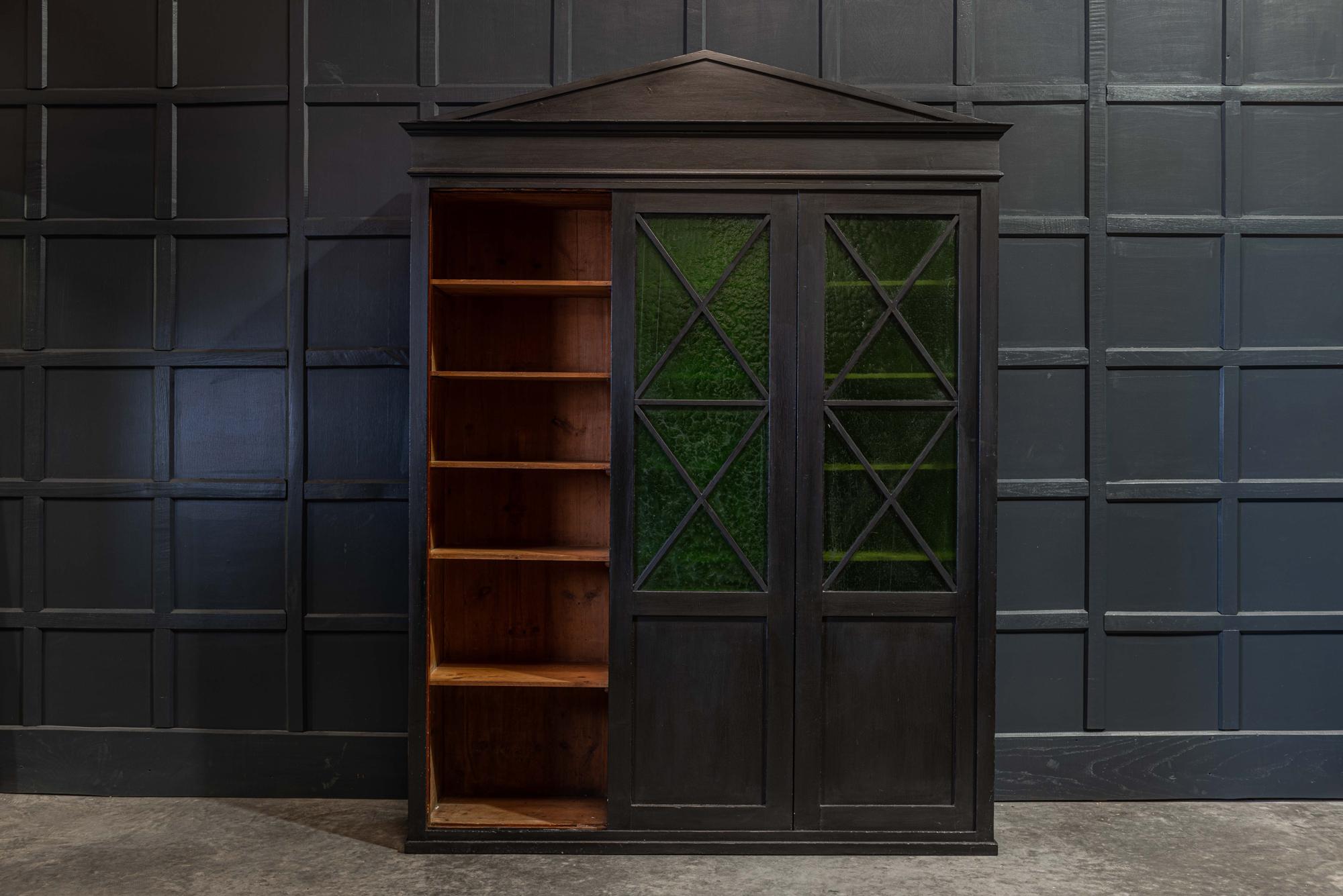 British English Ebonized Architectural Glazed Bookcase / Cabinet
