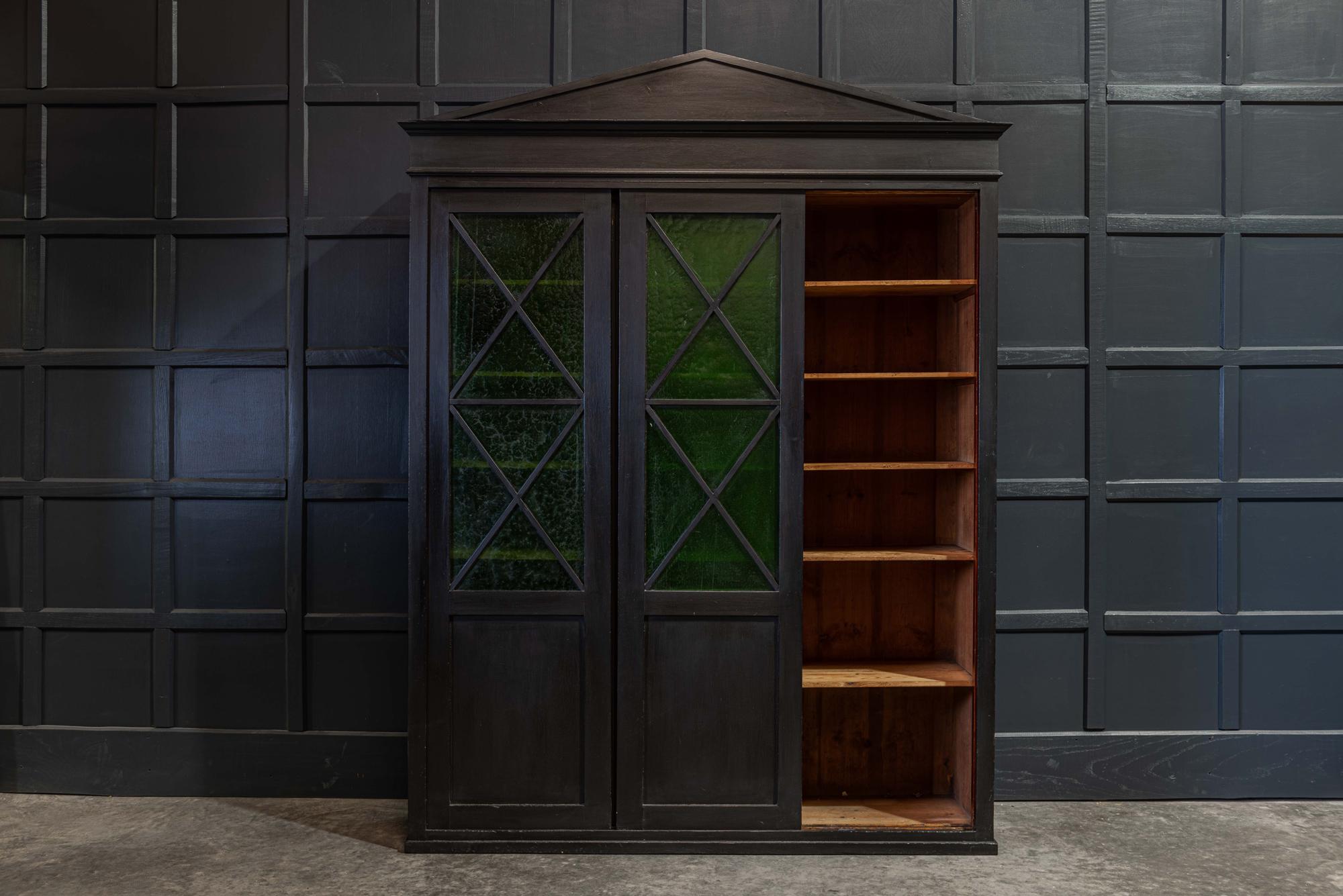 English Ebonized Architectural Glazed Bookcase / Cabinet In Good Condition In Staffordshire, GB
