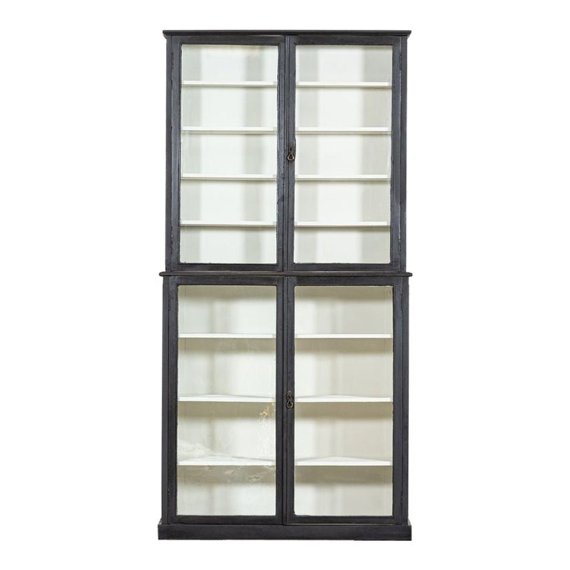 English Ebonised Glazed Shop Display Cabinet / Vitrine For Sale
