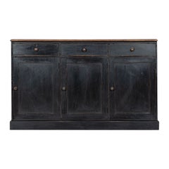 English Ebonised Oak Top Pine Dresser Base Antique English Ebonised Oak Top Pine Dresser Base
