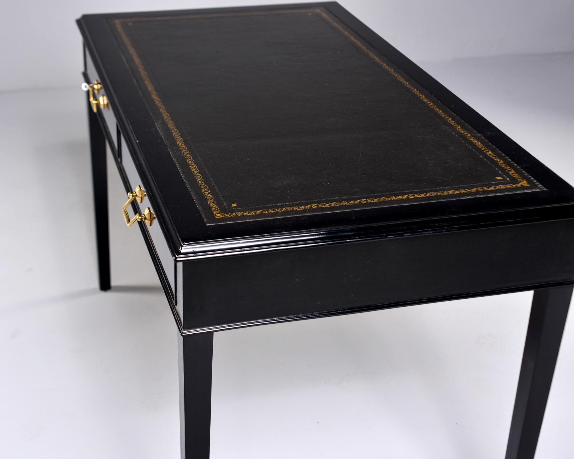 English Ebonised Partners Two Drawer Desk with Black Leather Top 6