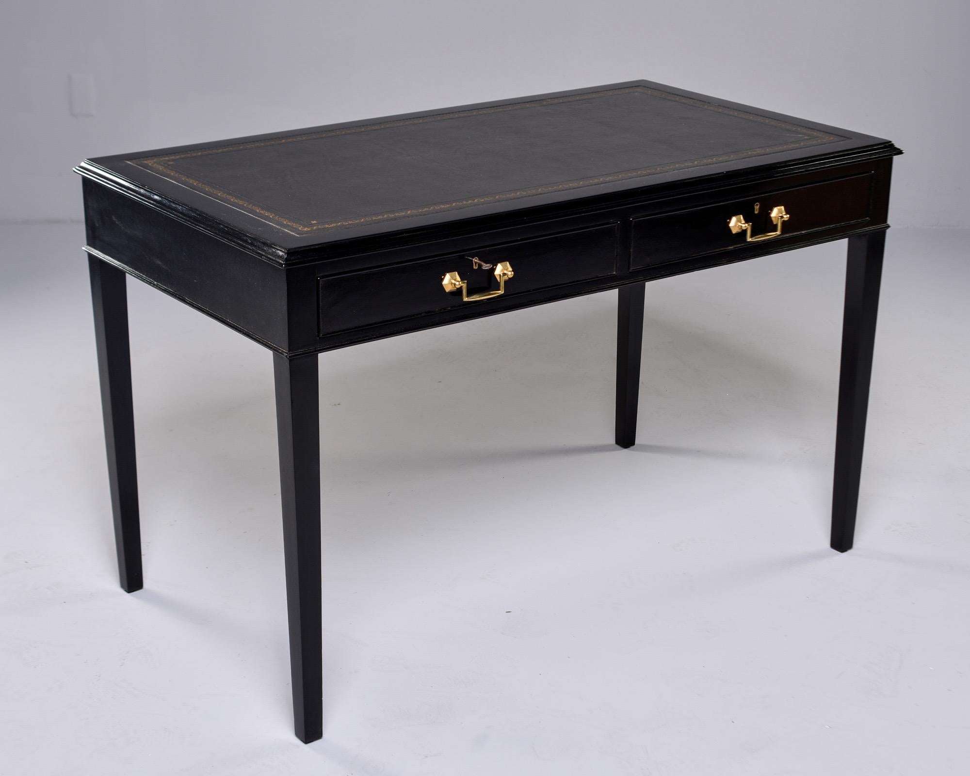 20th Century English Ebonised Partners Two Drawer Desk with Black Leather Top