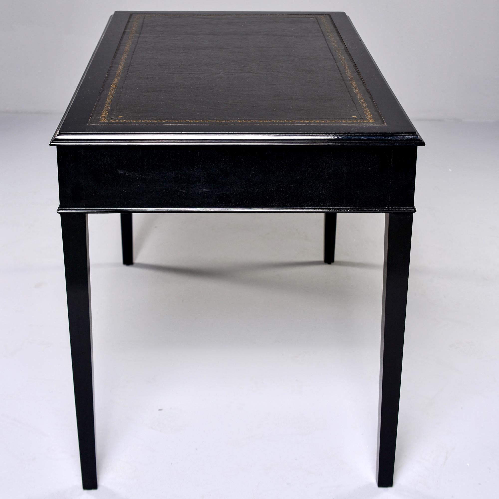 English Ebonised Partners Two Drawer Desk with Black Leather Top 2