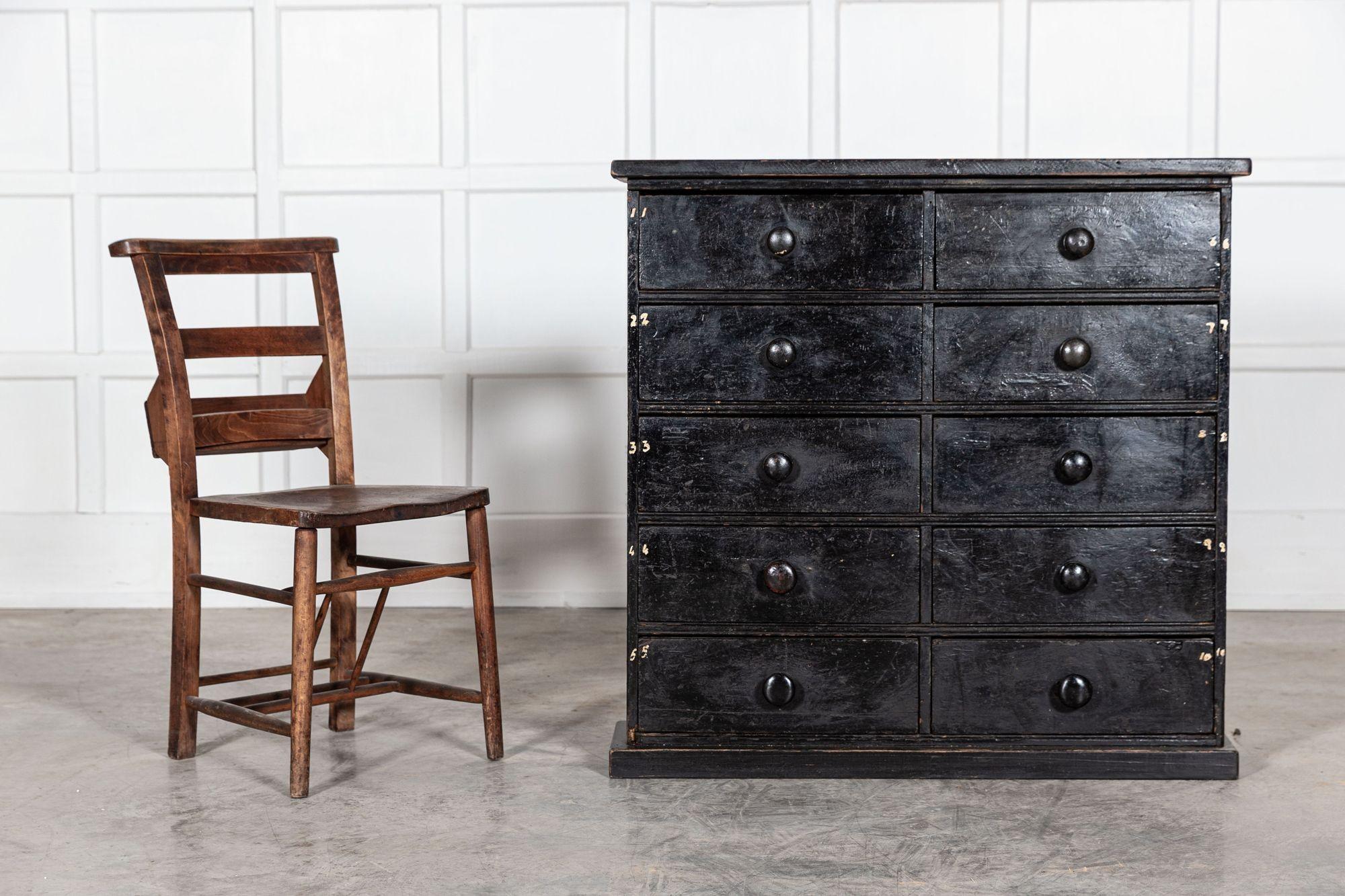 English Ebonised Workshop Drawers 6