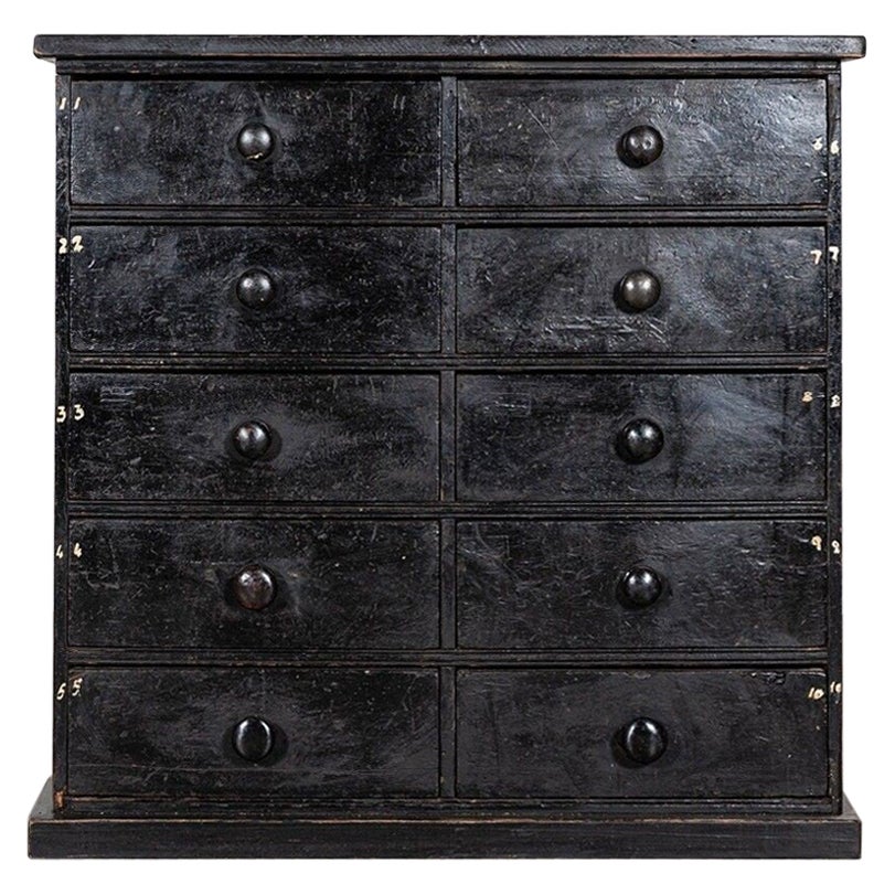 English Ebonised Workshop Drawers
