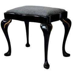 English Ebonized and Gilt Cabriole Leg Stool, circa 1860