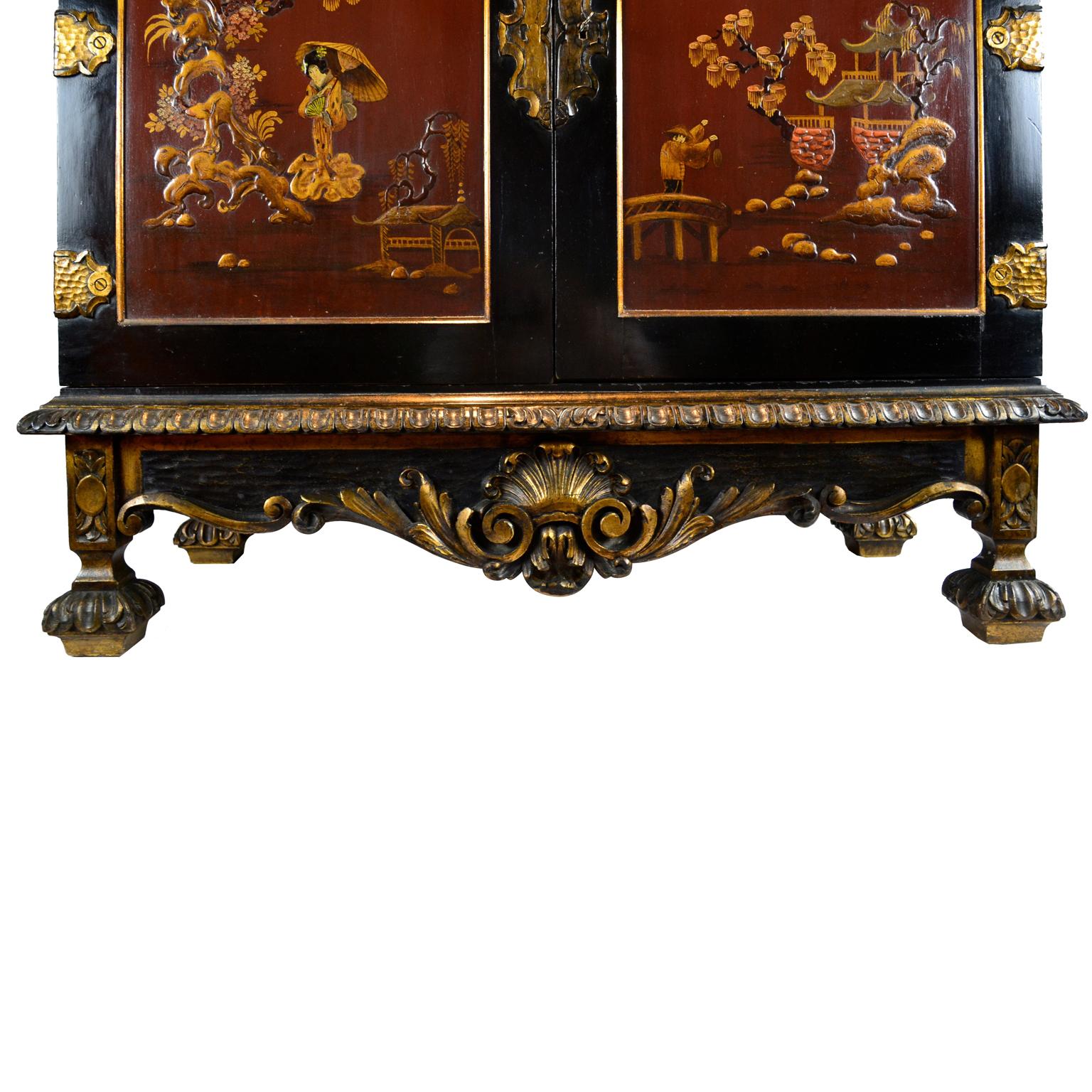 English Ebonized Chinoiserie Lacquer Commode In Good Condition In Vancouver, British Columbia