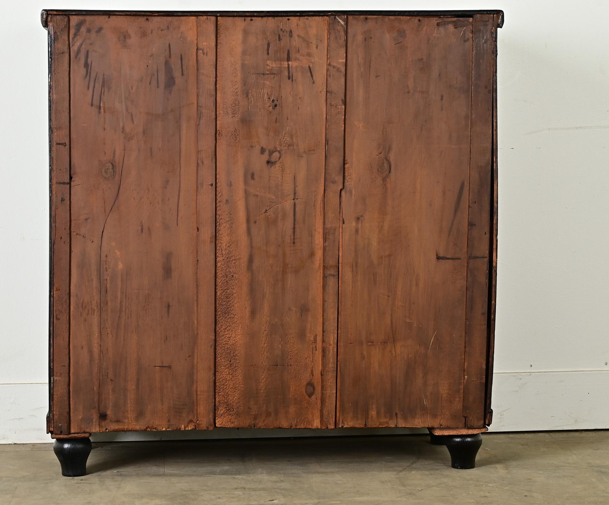 English Ebonized Fish Motif Decoupage Chest 4