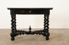 English Ebonized & Marble Barley Twist Table