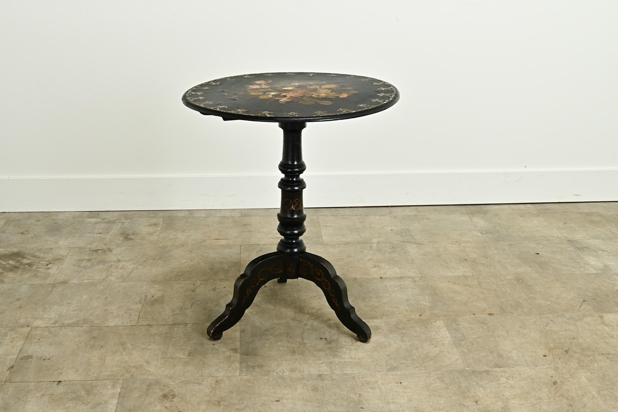 English Ebonized Tilt-Top Tea Table For Sale 6