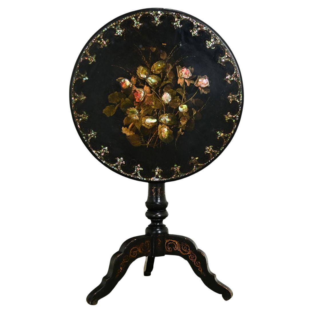 English Ebonized Tilt-Top Tea Table For Sale