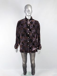 English Eccentrics Mens Vintage Devoré Burnout Velvet Shirt, 1990s