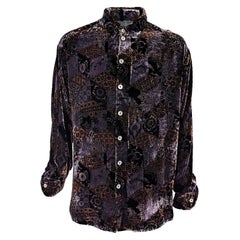 English Eccentrics Mens Vintage Devoré Burnout Velvet Shirt, 1990s