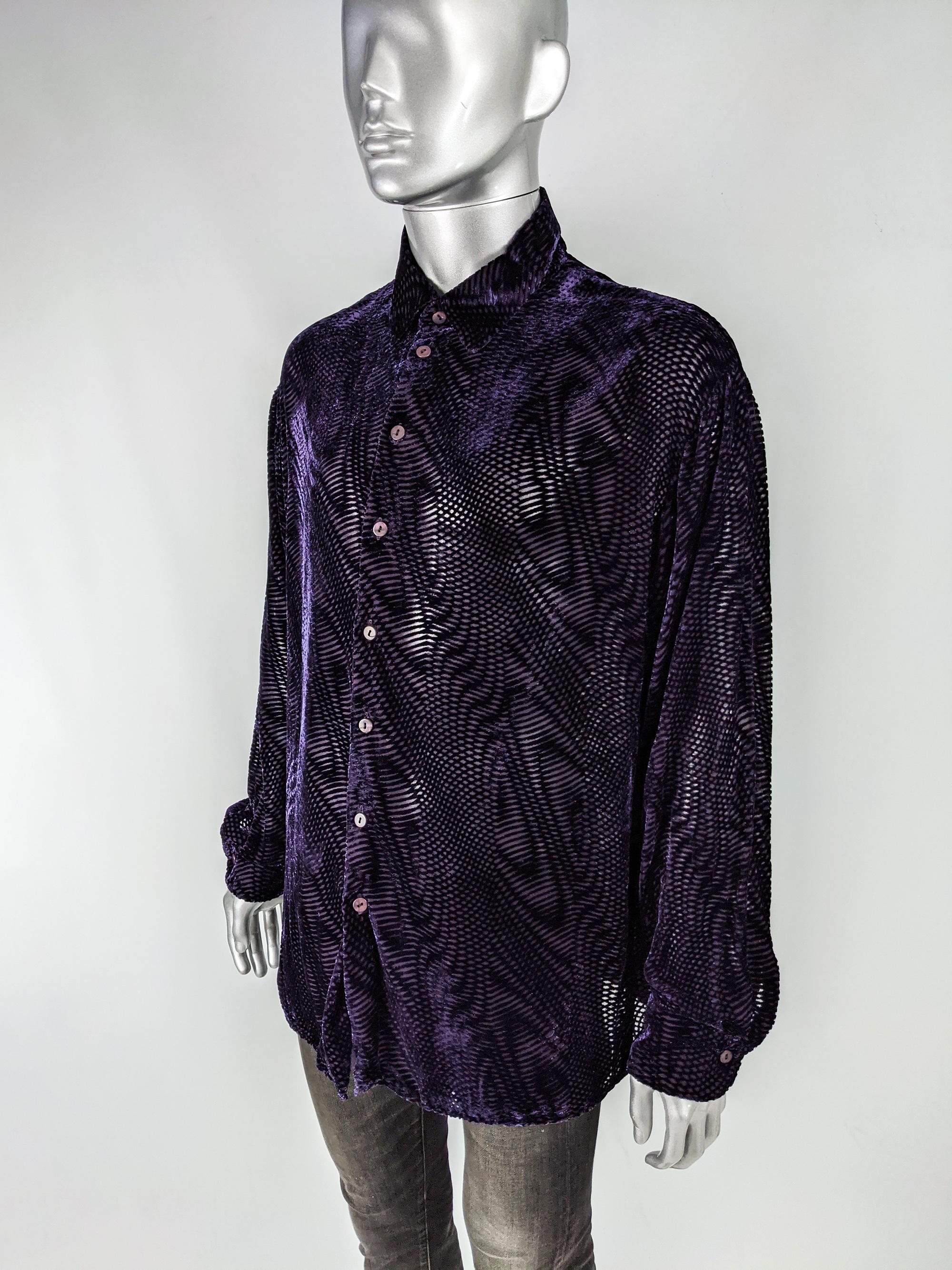 mens black velvet shirt