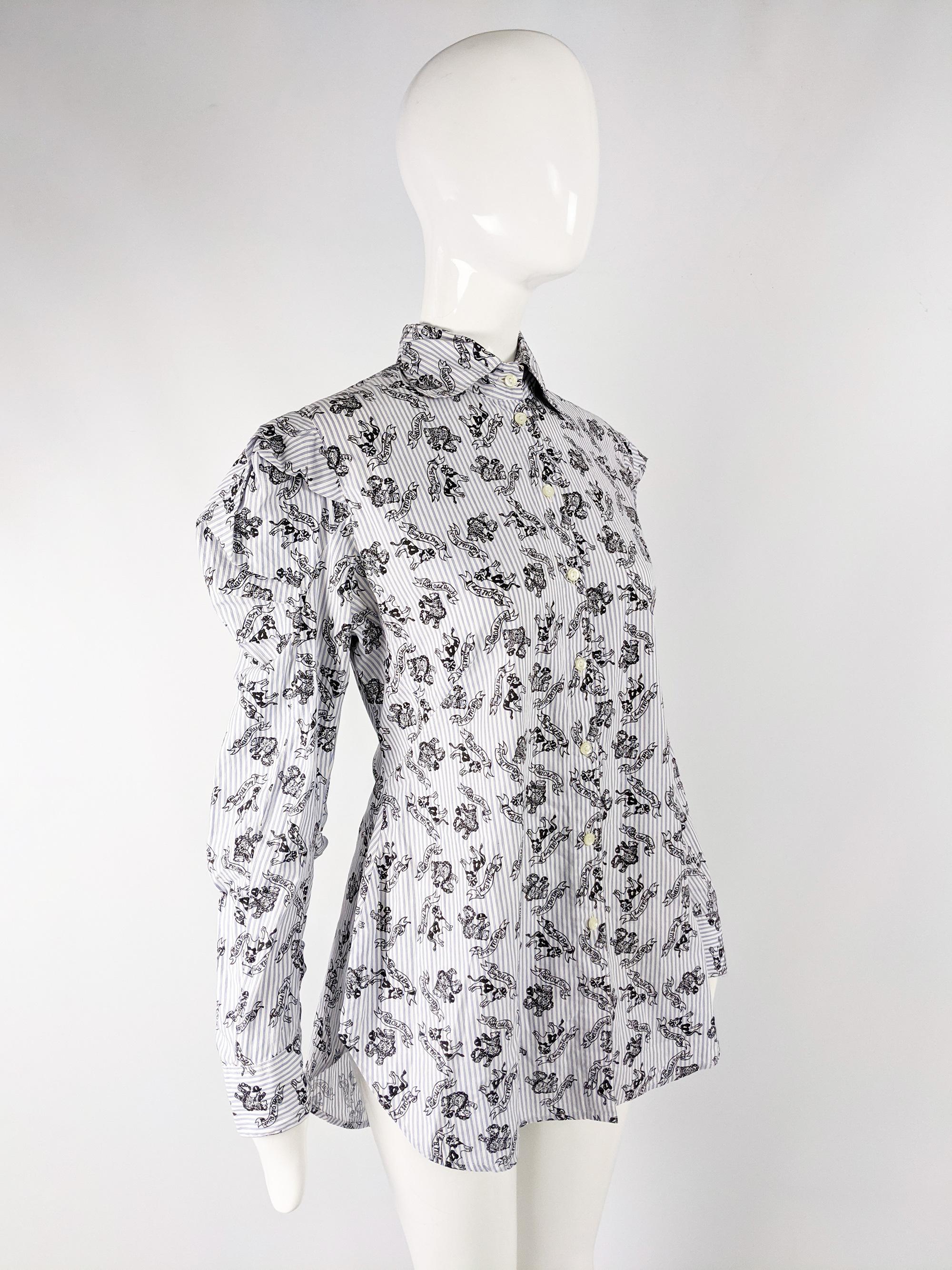 Gray English Eccentrics Vintage Womens Pleated Puff Sleeve Poet Shirt