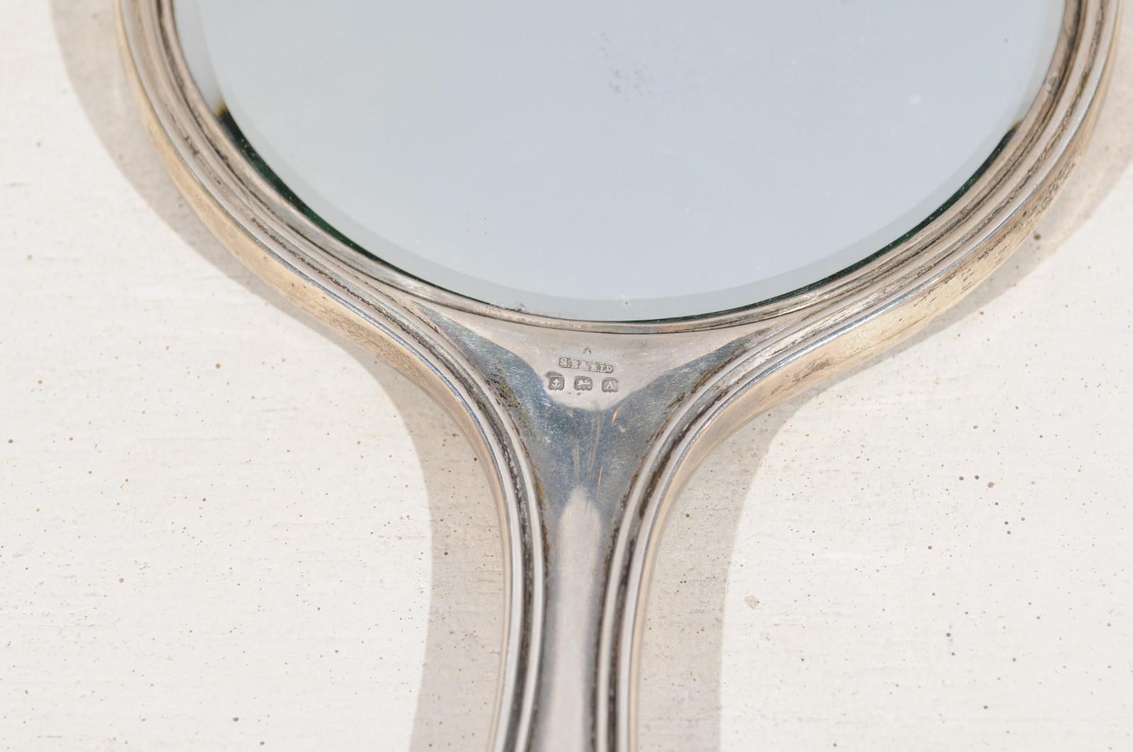 Englisch Edwardian 1900s Silver Dressing Table Mirror, Haar und Kleidung Bürsten im Angebot 2